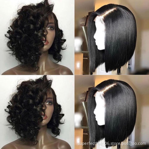 Wholesale Curly Bob Lace Front Wig Virgin Hair Vendors Pixie Cut Short Wigs For Black Women Curly Cuticle Aligned Human Hair Wig